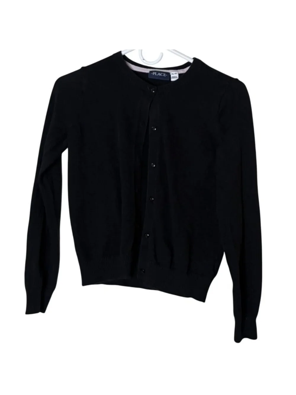 The Children’s Place Girl's XL 14 Black Button Front Cardigan Sweater Cotton